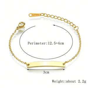 DuoYing Unique 18K chapado en oro de acero inoxidable nombre del bebé pulsera cumpleaños niños grabado láser personalizado perfecto Santa secreto <span class=keywords><strong>regalo</strong></span> - Product Image 1