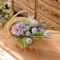 Bouquet de fleurs artificielles violettes CF01197A avec marguerite, gerbera, pivoine, jonquille, arrangement floral de 40 cm pour la décoration de la maison et des mariages