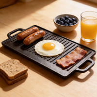 Plaque de cuisson en fonte robuste 20-50 cm - Plaque de cuisson plate pré-assaisonnée pour induction, cuisinière à gaz et four, usage commercial et domestique