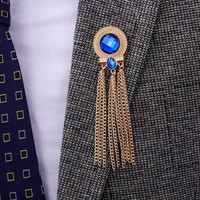 Broches en alliage haut de gamme pour hommes, avec cristaux, strass, chaîne à pampilles, plaqué argent, style personnalisé, nouveau modèle pour mariage et anniversaire