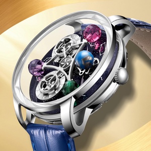 Reloj Mecánico Luminoso Celestial, Reloj Automático Único con Diseño de Planetas, Luna y Tierra, para Hombre, Fabricantes de Relojes Astronómicos - Product Image 1