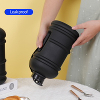 Bouteille d'eau de 2,2 L grande capacité, sans BPA, anti-fuite, écologique, demi-gallon, personnalisée noir mat pour le fitness, la gym, le camping, les adultes