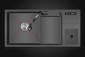 Fregadero de Cocina Grande de un Solo Tazón, con Revestimiento Nano, de Acero Inoxidable 304 Engrosado, para Uso Doméstico, Lavado de Verduras y Platos - Product Image 4