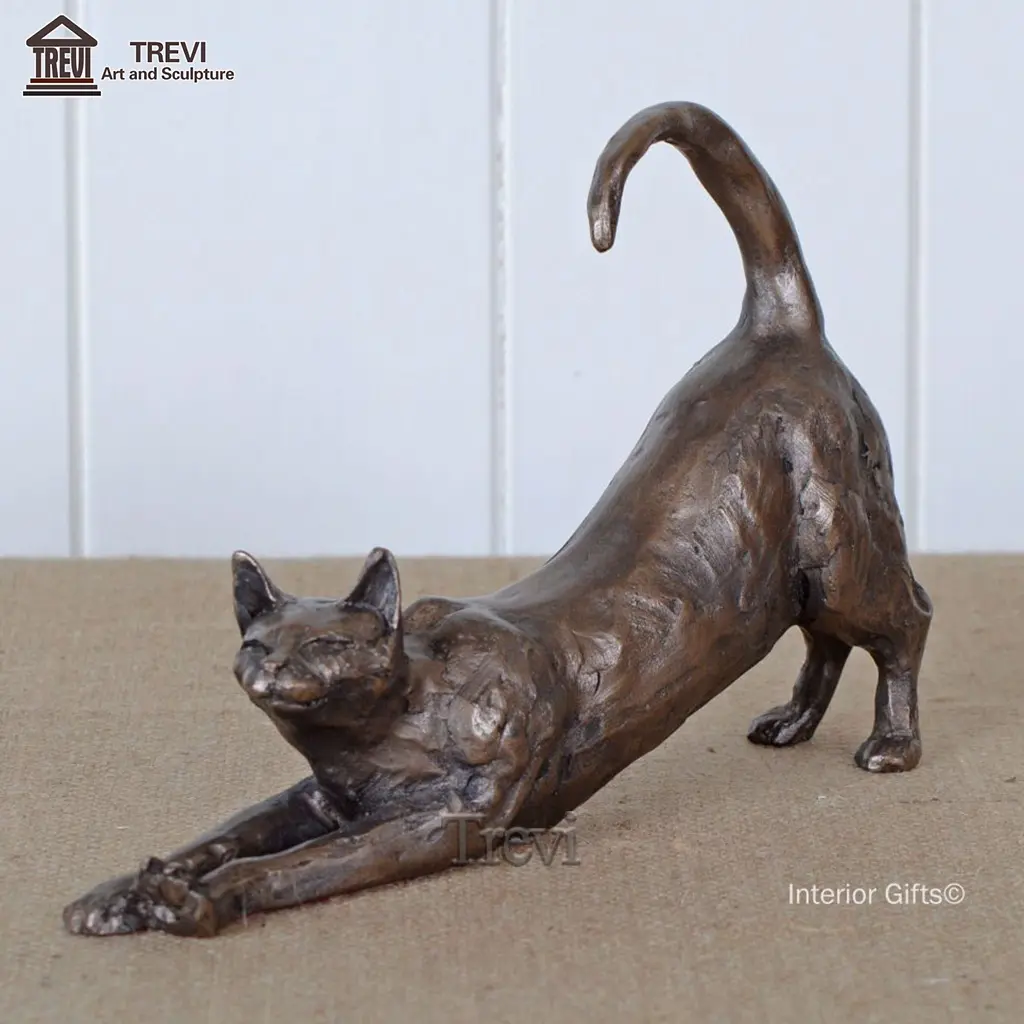 ホームガーデンデコレーションライフサイズメタル絶妙なキャストブロンズ猫の彫刻