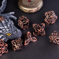 Pour Udixi Logo personnalisé RPG donjons Dragons jeu de dés en métal creux conception de noeud celtique polyédrique avec boîte en métal de luxe