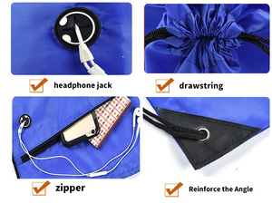 Túi Quà Tặng Dây Rút <span class=keywords><strong>Nylon</strong></span> Thể Thao Màu Đen 210D Polyester Chống Thấm Nước Khuyến Mại Tùy Chỉnh Túi Quà Tặng Có Túi Khóa Kéo Logo - Product Image 6