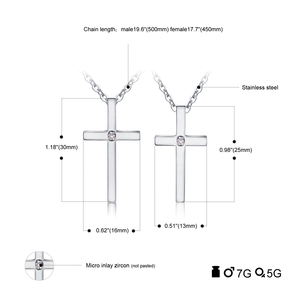 Collier en acier inoxydable avec pendentif croix pour homme et femme, couple, simple, étudiant, Jésus, chaîne claviculaire, cadeau pour amoureux - Product Image 5