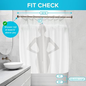 CF 4 en 1 Value Set Expander No Hooks Pop-on Hoops Lavable en machine No Billow <span class=keywords><strong>Rideau</strong></span> <span class=keywords><strong>de</strong></span> <span class=keywords><strong>douche</strong></span> <span class=keywords><strong>de</strong></span> salle <span class=keywords><strong>de</strong></span> bain Liner Splash Guards - Product Image 5
