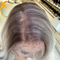 X-TRESS Perruque Lace Front Blonde 13x6 HD Sans Colle Synthétique Blanche Pré-Pluckée Ondulée