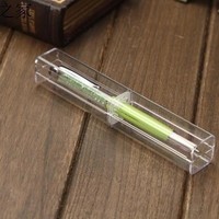 Étui à crayons en plastique transparent carré de petite taille 15,7x2,5x2,5 cm, boîte cadeau, bonne qualité, logo personnalisé