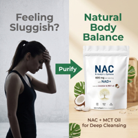 NAC 600mg N-Acétyl-L-Cystéine en gélules molles avec NAD+ Huile de noix de coco MCT Antioxydant Complément alimentaire 300 unités