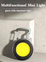 Mini Lampe Torche Multifonction Étanche en Aluminium Rechargeable par USB avec Ouvre-Bouteille, Clip de Chapeau COB, Porte-clés et Aimant