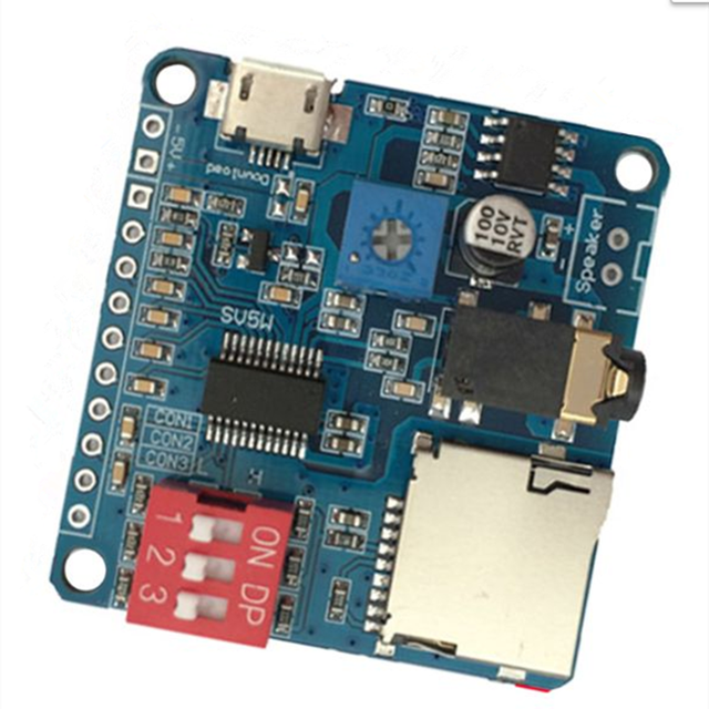Mini OEM Model MP3 Player Module with Audio Voice Playing Triggered by Serial Port Control Customized PCB Board (FR4 1oz Copper)