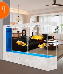 Aquário Retangular de Vidro Personalizado com Suporte, Sistema de Filtragem Lateral Sem Borda de 3 Camadas, Grande Capacidade 500L-1000L para Mesa/Sala de Estar - Product Image 3