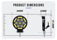 Mini projecteur LED de travail avec DRL, 7 lentilles LED couleur, blanc et jaune, étanche, type hibou