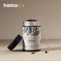 Tianhui Vente en gros de boîtes rondes hermétiques en métal avec double couvercle pour l'emballage de poudre de cacao et de grains de café
