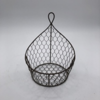 Panier de rangement vintage en fil métallique vieilli, écologique, décoratif, support de plantes de jardin en métal, organisateur pour cuisine et salle de bain