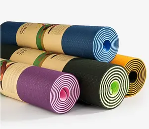 Tikar Yoga Lipat Antiselip Logo Khusus Pad Latihan Perlengkapan Pilates Fitness Lantai Bermain dengan Tali