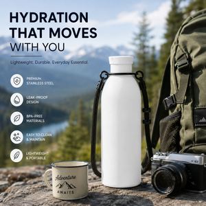 Bouteille isotherme en acier inoxydable avec logo personnalisé, 350 ml, 500 ml, cadeau, sport, gym, extérieur, lait, eau, avec poignée en corde - Product Image 2