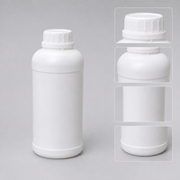 Bouteille ronde en plastique HDPE de 1L avec bouchon à vis, conteneur d'emballage industriel pour liquides, solvants et engrais, couleur et logo personnalisés
