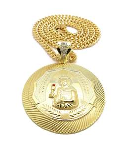 Collana con Ciondolo Hip Hop Iced <span class=keywords><strong>Santa</strong></span> <span class=keywords><strong>Barbara</strong></span> di Duyizhao, Placcata in Oro 14k, Ciondoli Rotondi Personalizzati, Gioielli all'Ingrosso - Product Image 3