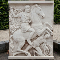 Grande statue d'ange en marbre sculptée à la main, art mural en pierre, sculptures en relief, extérieur