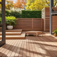 Planches de terrasse en composite bois-plastique (WPC) fabriquées par le fabricant, antidérapantes, résistantes à la moisissure, design moderne minimaliste, pour extérieur