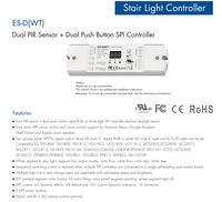 SKYDANCE 5-24VDC WiFi RF Dual PIR сенсор лестничная лампа диммер двойная кнопка SPI контроллер для RGB Пиксельная Светодиодная лента ES-D(WT)