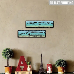 Panneau en métal pour terrasse : Bienvenue chez nous pour déguster des boissons et grillades – Décoration murale rustique pour jardin, véranda, bord de piscine - Product Image 4