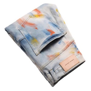 Jeans de Mezclilla de Pierna Recta para Hombre, Estilo Vintage Retro Funky, Tejido de Punto, Lavado Medio, Otoño - Product Image 4