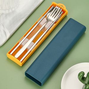 Hot Selling Student Outdoor Camping 304 Stainless Steel Cutlery Spoon Fork Chopsticks Portable 3Pcs Flatware Dinnerware Set - Product Image 6