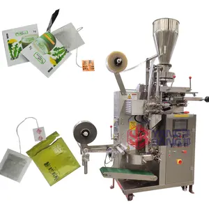 Fully Automatic Small Filter Herbal Leaf Tea Bag Packing Machine With Thread Tag and Outer Bag for Small Business