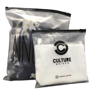 Custom Logo Black Slider Zipper Frosted Clothing Bags Transparent Clothes Zipper Lock Plastic Bag