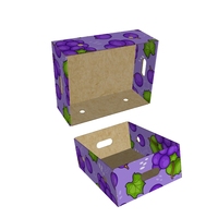 Dossiers en papier kraft personnalisés avec logo imprimé pour l'emballage de fruits et raisins, avec gaufrage, pelliculage brillant et vernissage ondulé