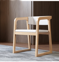Chaise de salle à manger/restaurant de luxe moderne en bois massif, coton et lin/peau synthétique avec accoudoirs, idéale pour salle de bain - Vente en gros