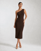 Robe midi décontractée en maille pour femme, coupe ajustée, fendue sur le côté, style pull, personnalisable ODM/OEM, collection été
