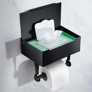 Porte-papier toilette mural pour salle de bain, en acier inoxydable, <span class=keywords><strong>sans</strong></span> perçage, avec distributeur de lingettes jetables - Product Image 2