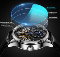 Montres Mécaniques Automatiques pour Hommes AILANG 8822 Double Tourbillon en Cuir Étanche, Montre Squelette Homme Steampunk