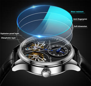 AILANG 8822 Brand Men Automatic <strong>Mechanical</strong> Watches Double Tourbillon Leather Waterproof Steampunk Watches Mens Skeleton <strong>Clock</strong> - Product Image 6