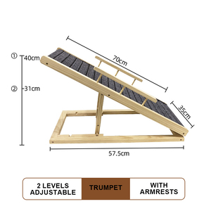 Rampa para cama de perro de madera de pino de altura ajustable Escalera para mascotas Rampa Escaleras para sofá para coche con pasamanos - Product Image 4