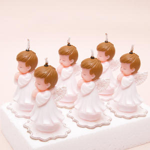 Décoration de Gâteau Bougie de Douche de Bébé, Bougie Blanche en Forme d'Ange, Bougies de Baptême - Product Image 5