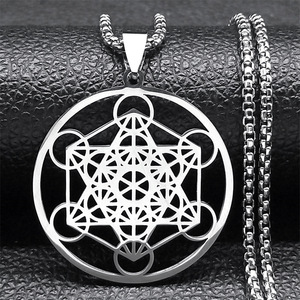 Collier en Acier Inoxydable avec Sceau d'Ange Archange Metatron pour Femmes et Hommes, Géométrique, Les Secrets des Caballistes, Bijoux du Jardin de <span class=keywords><strong>Salomon</strong></span> - Product Image 1