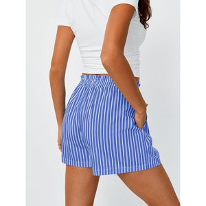 Calzoncillos bóxer a rayas de moda de verano 2025 para mujer, pantalones de pijama informales para dormir en el salón, pantalones de vacaciones en la playa Y2K - Product Image 1