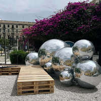 Boule miroir géante réfléchissante en PVC argenté brillant, globe de neige gonflable, ballon de fête disco pour publicité de Noël, tente