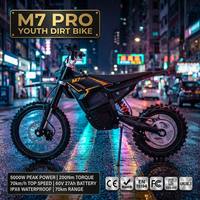 BlazeTrek M7 Pro High Performance Junior Electric Dirt Bike 5000W Mid-Drive Motor 200Nm Torque 60V 27Ah Battery 45-48mm Fork OEM