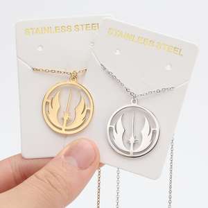 Collar Gótico de Acero Inoxidable para Mujer con Símbolo de la Orden <span class=keywords><strong>Jedi</strong></span>, Cadena de Eslabones Chapada en Oro, Estilo Hip Hop, para Regalo para Hombre - Product Image 2