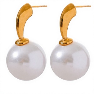Pendientes de Aro con Perlas Naturales de Agua Dulce, Resistentes al Óxido, Chapados en Oro de 18K, Acero Inoxidable de Grado Médico 316L, Pendientes de Titanio a la Moda - Product Image 3