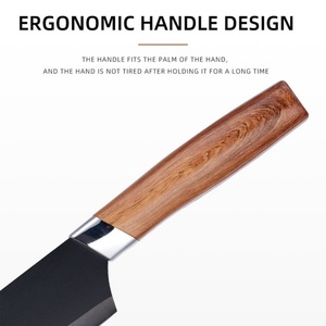 Ensemble de couteaux de cuisine professionnels en acier inoxydable noir antiadhésif de haute qualité, 6 pièces, avec bloc de rangement - Vente en gros - Product Image 5