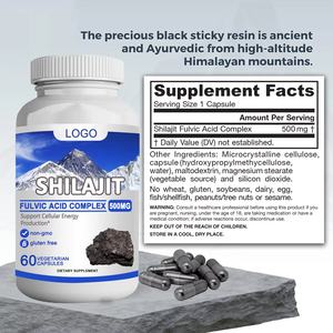 Suplemento Herbal de Marca Privada OEM ODM, Suministro a Granel, Fórmula Natural, Extracto de Shilajit 500mg, 60 Cápsulas, Cápsulas de Shilajit - Product Image 1