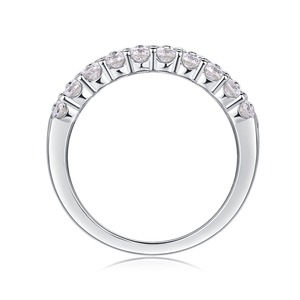 패스 다이아몬드 테스터 3 행 라운드 메인 다이아몬드 웨딩 밴드 지그재그 세트 VVS Moissanite 솔리드 925 실버 밴드 오픈 링 남성용 - Product Image 6